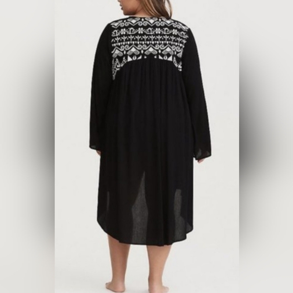 Torrid Embroidered Gauzy Tie Front Kimono Beach Swim Cover-up Plus Size 5X or 6X - Picture 3 of 9